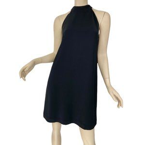 White House Black Market Shift Dress Mock Neck Sleeveless Solid Black Size 4